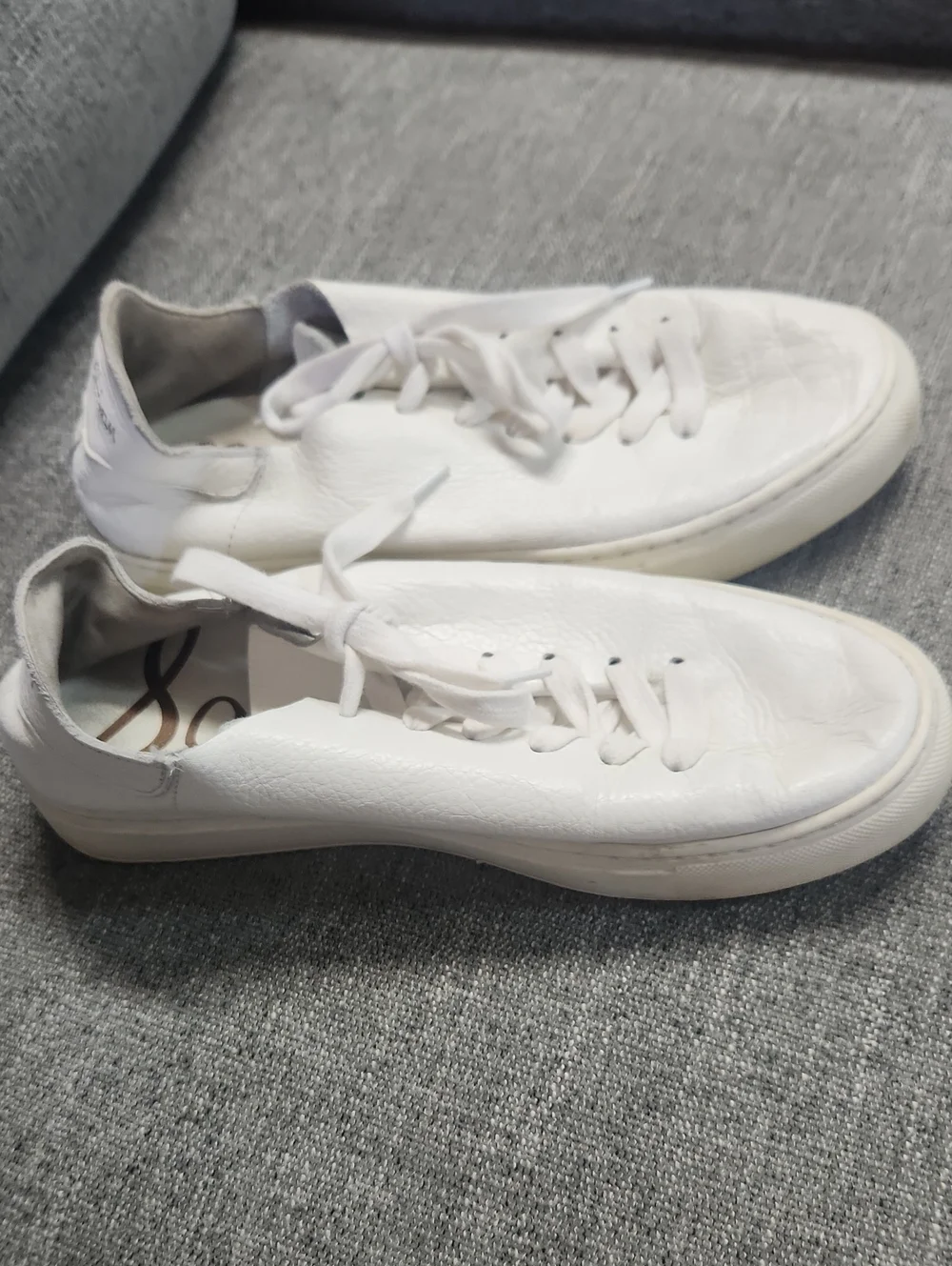 Sam Edelman Poppy Leather White Casual Lace-Up Sneakers Size 7